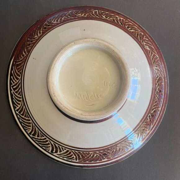 Louis Mideke Signed Handcrafted Sgraffito Ceramic Bowl 10.25" Modern Organic - Picture 5 of 7